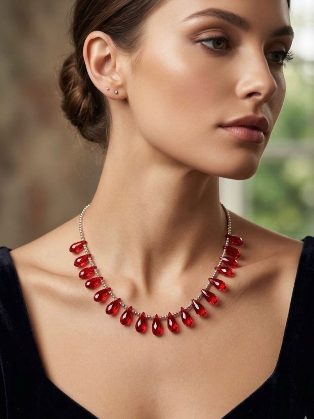 New Elegant Deep Orange Teardrop Necklace